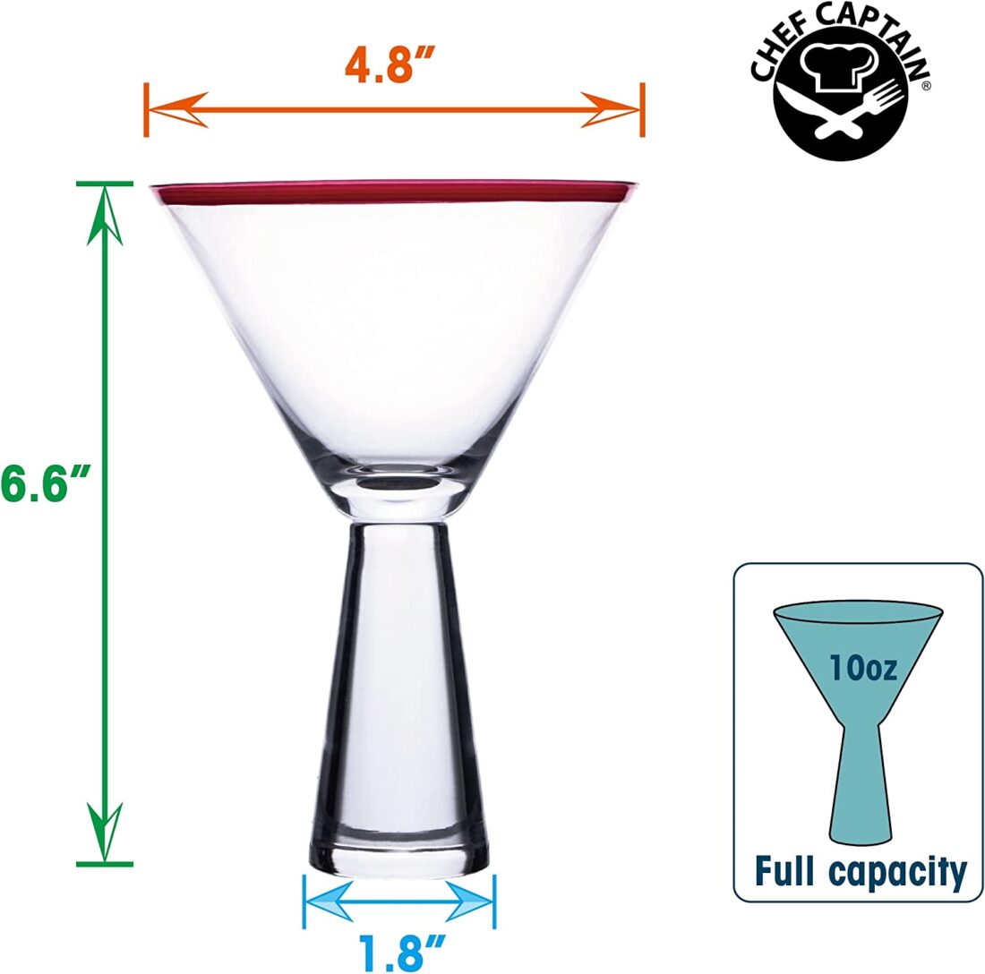 Martini Cocktail Color Glasses Hand Blown Ultra Cristal Clear Glasses 10 Ounces Pack Of 4 (Martini 10 OZ) - Image 2